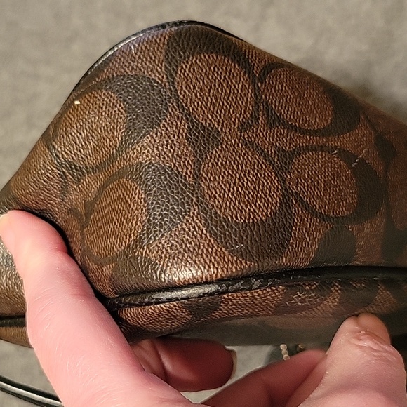 Coach set, mini bag & wristlet, saffiano leather, dark brn & blk signature C - Picture 14 of 14